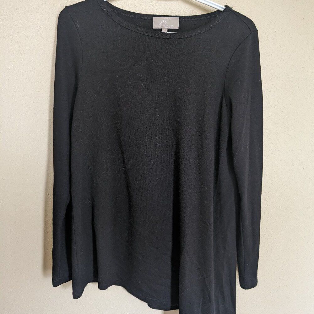 Joan Vass New York Asymmetrical Black Sweater, Size Medium